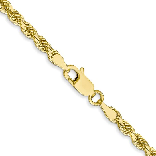 Cadena de Oro Amarillo de 10K – Tipo Soga de 3 mm con Corte Diamante y Broche Langosta - Image 4