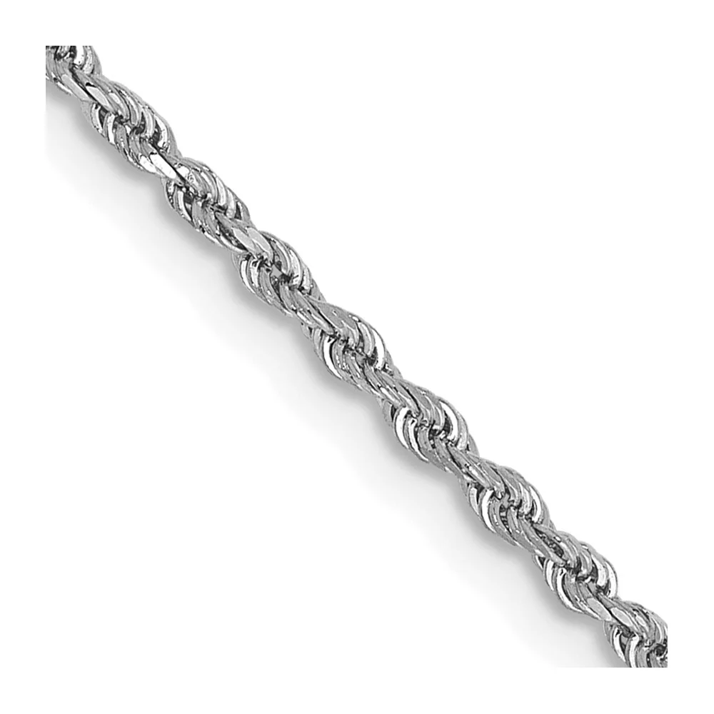 Cadena de Cuerda en Oro Blanco de 10K, 24 Pulgadas, 1.5 mm con Corte Diamante y Broche de Langosta - Image 2
