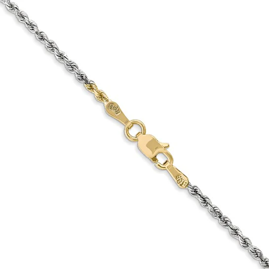 Cadena de Cuerda en Oro Tricolor de 14K, 24 Pulgadas, 1.75 mm con Corte Diamante y Broche de Langosta - Image 4