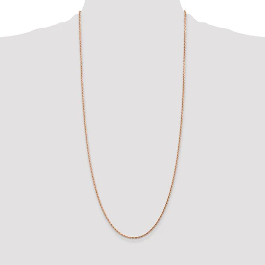 Cadena de Cuerda en Oro Rosa de 14K, 30 Pulgadas, 1.75 mm con Corte Diamante y Broche de Langosta - Image 4