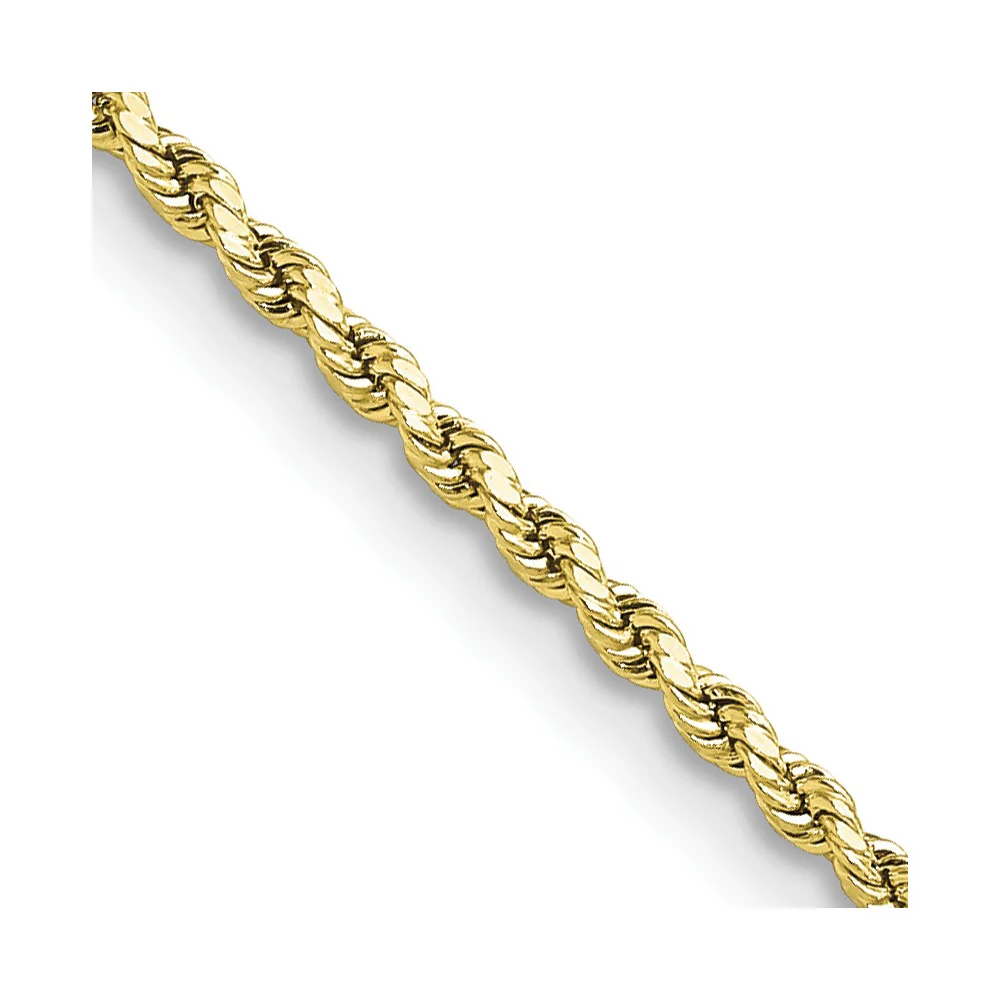 Cadena de Cuerda Semi-Sólida en Oro Amarillo de 10K, 18 Pulgadas, 2 mm con Corte Diamante y Broche de Langosta - Image 2