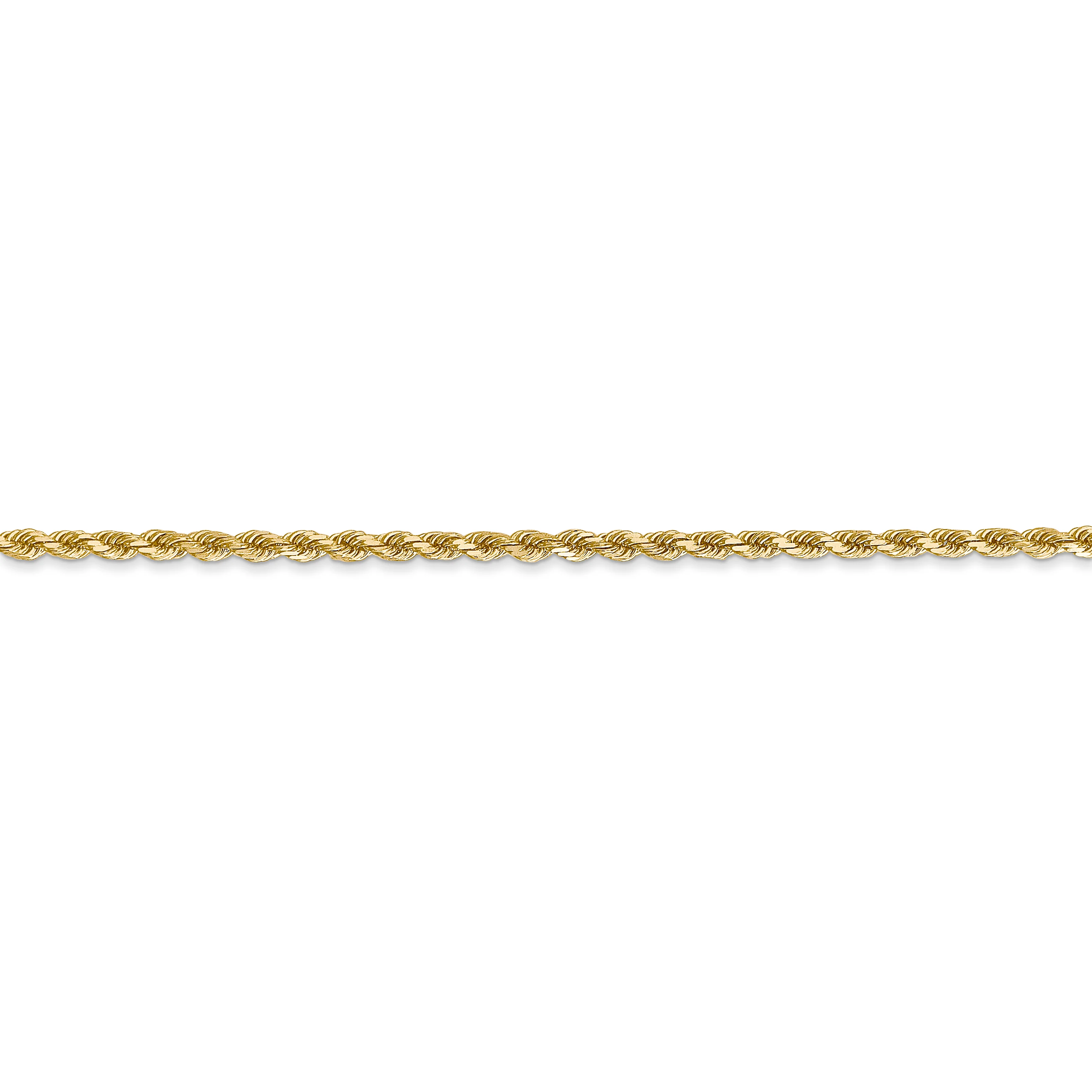 Cadena de Cuerda en Oro Amarillo de 14K, 30 Pulgadas y 2 mm con Corte Diamantado y Cierre de Langosta - Image 5
