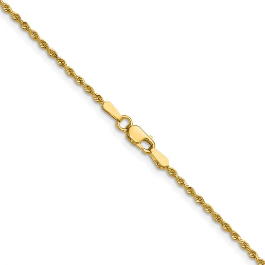Cadena de Cuerda con Corte Diamantado en Oro Amarillo de 14K, 26 Pulgadas y 1.5 mm con Cierre de Langosta - Image 3