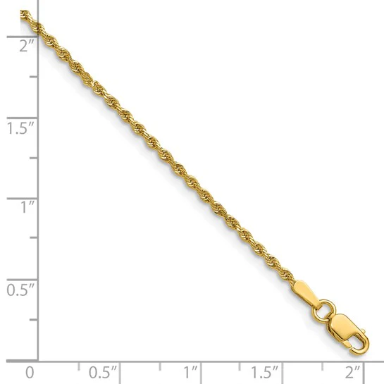 Cadena de Cuerda con Corte Diamantado en Oro Amarillo de 14K, 26 Pulgadas y 1.5 mm con Cierre de Langosta - Image 4