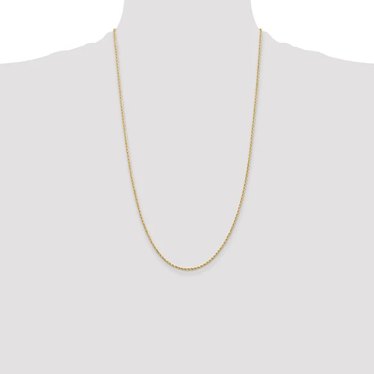 Cadena de Cuerda con Corte Diamantado en Oro Amarillo de 14K, 26 Pulgadas y 1.5 mm con Cierre de Langosta - Image 6