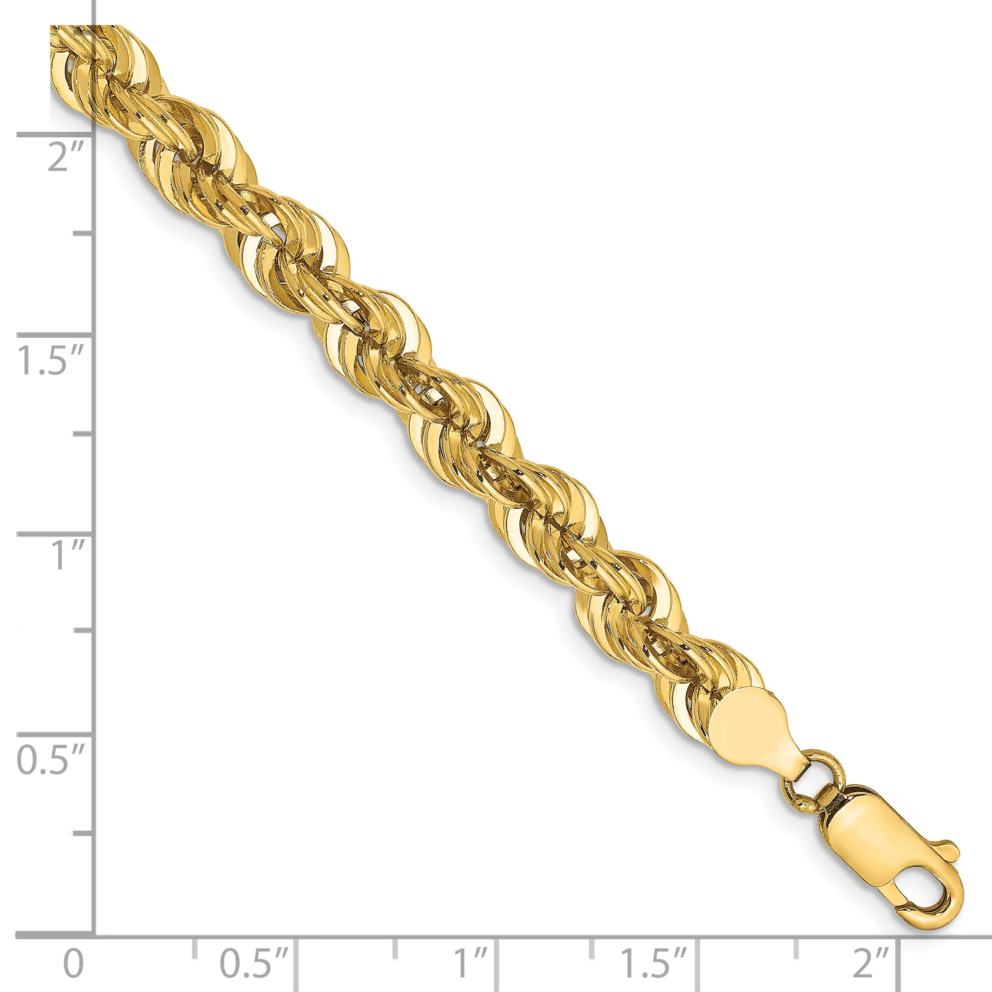 Pulsera de Cuerda Regular en Oro Amarillo de 14K, 9 Pulgadas y 6 mm con Cierre de Langosta - Image 2