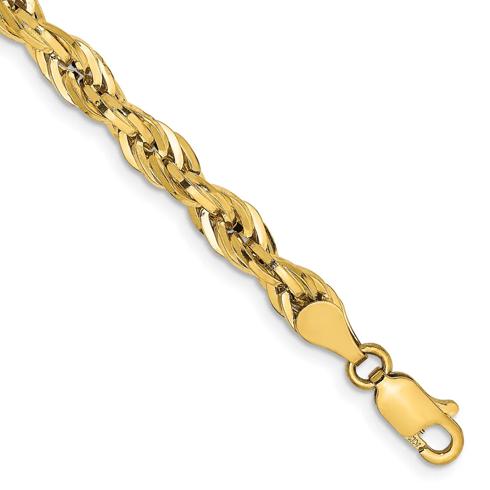 Pulsera de Cuerda Semi Sólida en Oro Amarillo de 14K, 7 Pulgadas y 4.75 mm con Cierre de Langosta - Image 2