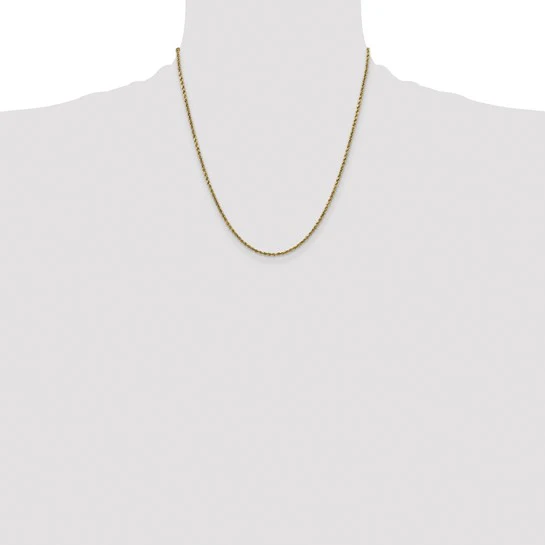 Cadena de Cuerda Semi Sólida con Corte Diamantado en Oro Amarillo de 14K, 20 Pulgadas y 2.25 mm con Cierre de Langosta - Image 4
