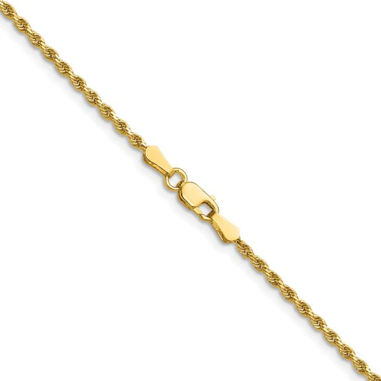 Cadena de Cuerda con Corte Diamante de 1.75 mm en Oro Amarillo de 14k – 30 Pulgadas con Broche Langosta - Image 3