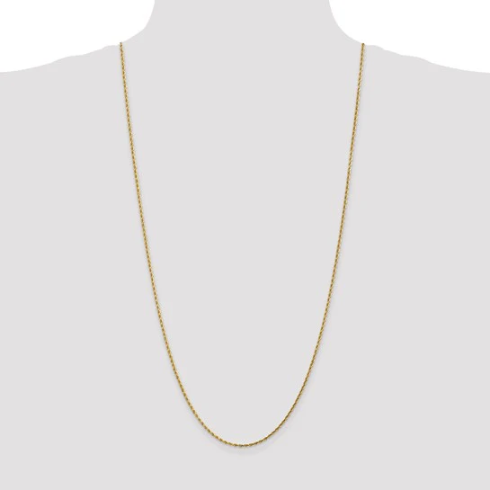 Cadena de Cuerda con Corte Diamante de 1.75 mm en Oro Amarillo de 14k – 30 Pulgadas con Broche Langosta - Image 6
