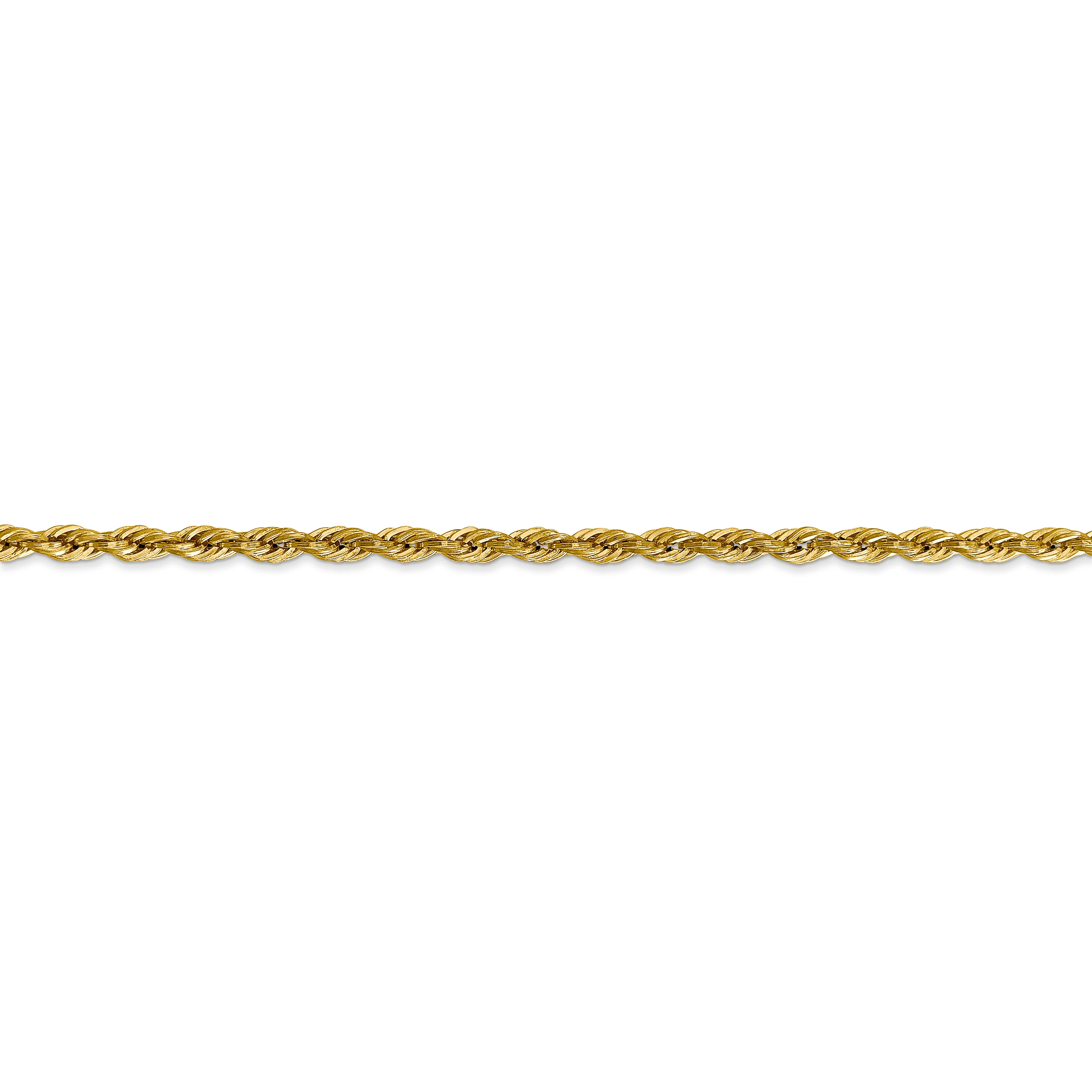  Cadena de Cuerda Semisólida de 3 mm en Oro Amarillo de 14k – 20 Pulgadas con Broche Langosta - Image 3