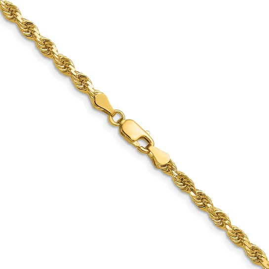  Pulsera de Cuerda Diamantada de Oro Amarillo de 14K – 18 pulgadas x 3.75 mm con Cierre de Langosta - Image 3