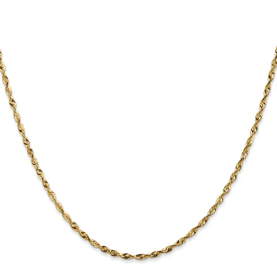 Cadena de Cuerda Ultrafina con Corte Diamantado de 14k, 22 pulgadas, 1.8 mm con Cierre de Langosta