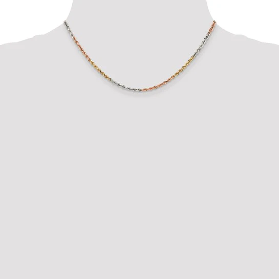 Cadena de Cuerda Tri-Color con Corte Diamantado de 14k, 16 pulgadas, 2.9 mm con Cierre de Langosta - Image 5