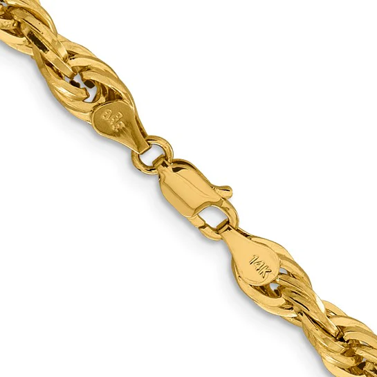 Cadena de Cuerda Semisólida de 14K, 18 pulgadas, 5.4 mm con Cierre de Langosta - Image 4