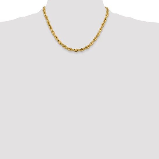 Cadena de Cuerda Semisólida de 14K, 18 pulgadas, 5.4 mm con Cierre de Langosta - Image 5