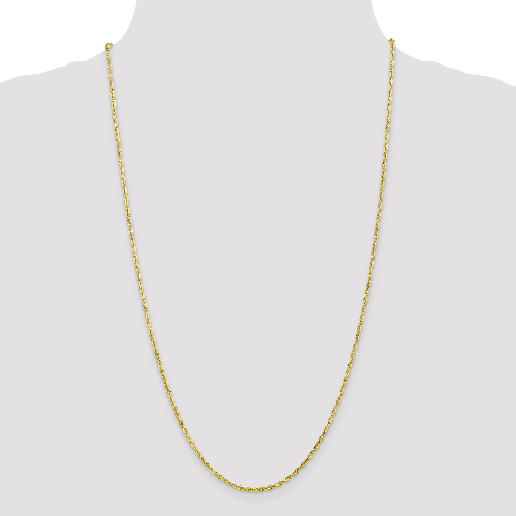 Cadena de Cuerda de 10k, 2.0 mm, Ultraliviana con Corte Diamante (D/C)