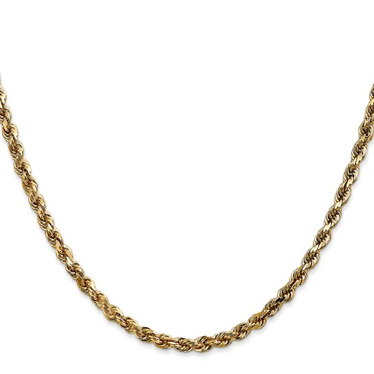 Cadena de Cuerda con Corte Diamante de 14K, 16 pulgadas, 3.5 mm con Cierre de Langosta