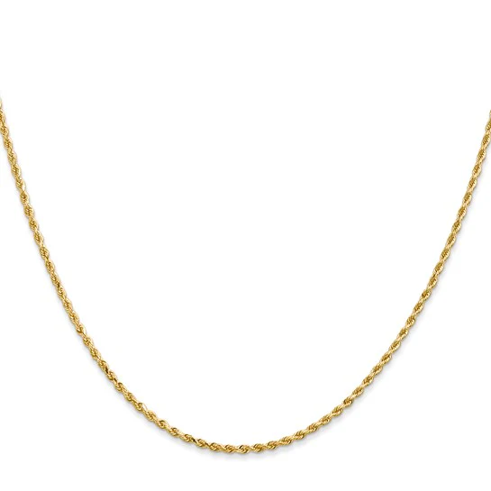 Cadena de Cuerda con Corte Diamante de 14K, 28 pulgadas, 1.5 mm con Cierre de Langosta