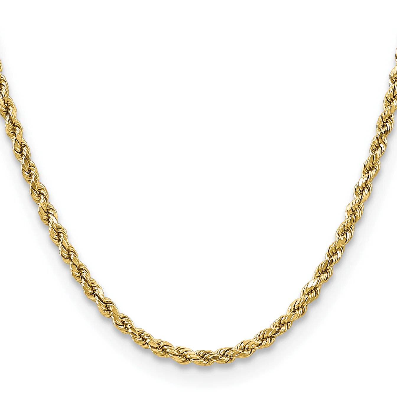 Cadena de Cuerda Semisólida con Corte Diamante de Oro Amarillo de 14K, 16 pulgadas, 3.5 mm con Cierre de Langosta
