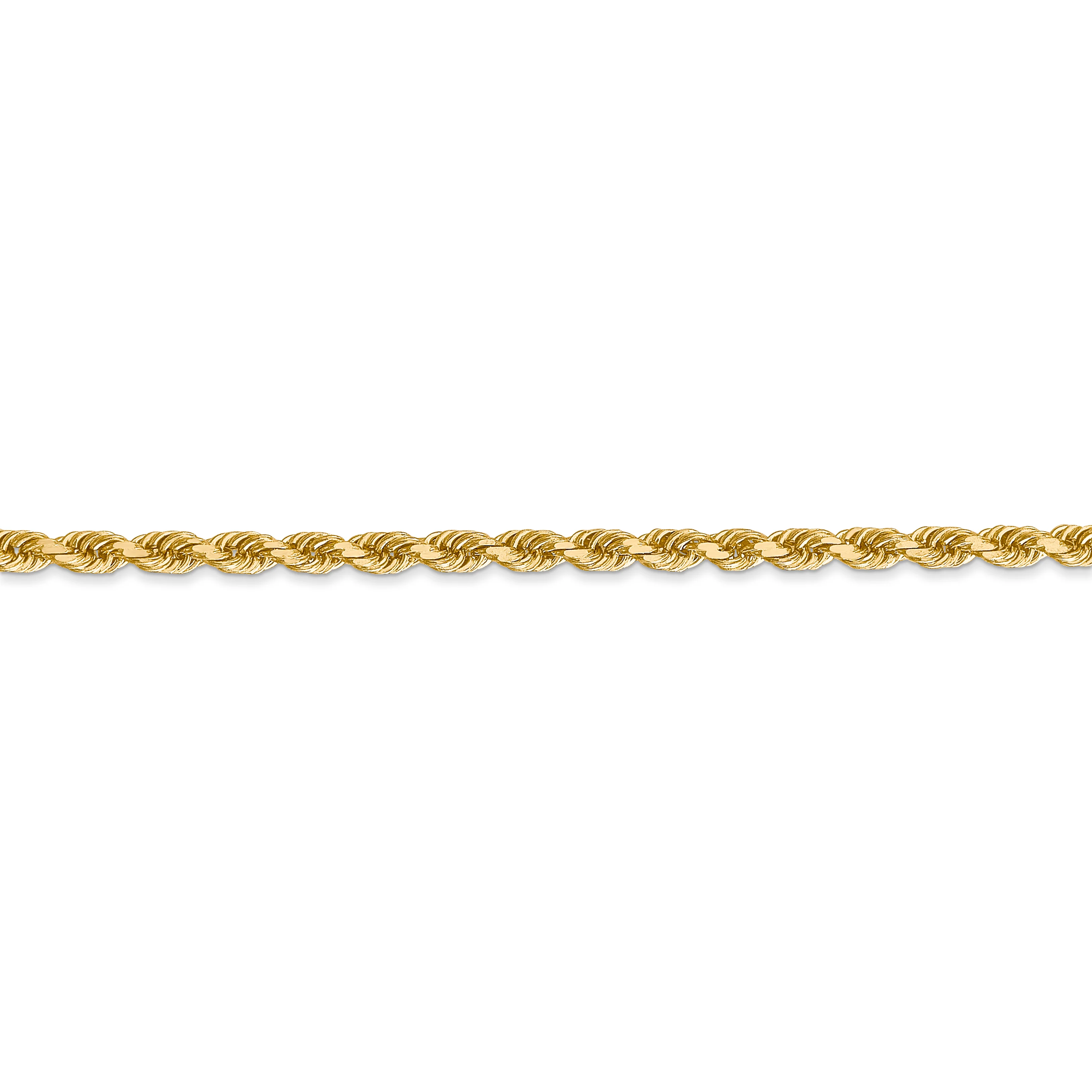 Cadena de Oro Amarillo de 14K — 30 pulgadas, 3 mm, Estilo Cuerda con Corte Diamante y Cierre de Langosta - Image 5