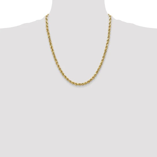 Cadena de Oro Amarillo de 10K — 22 pulgadas, 3.5 mm, Estilo Cuerda Semi-Sólida con Corte Diamante y Cierre de Langosta - Image 4