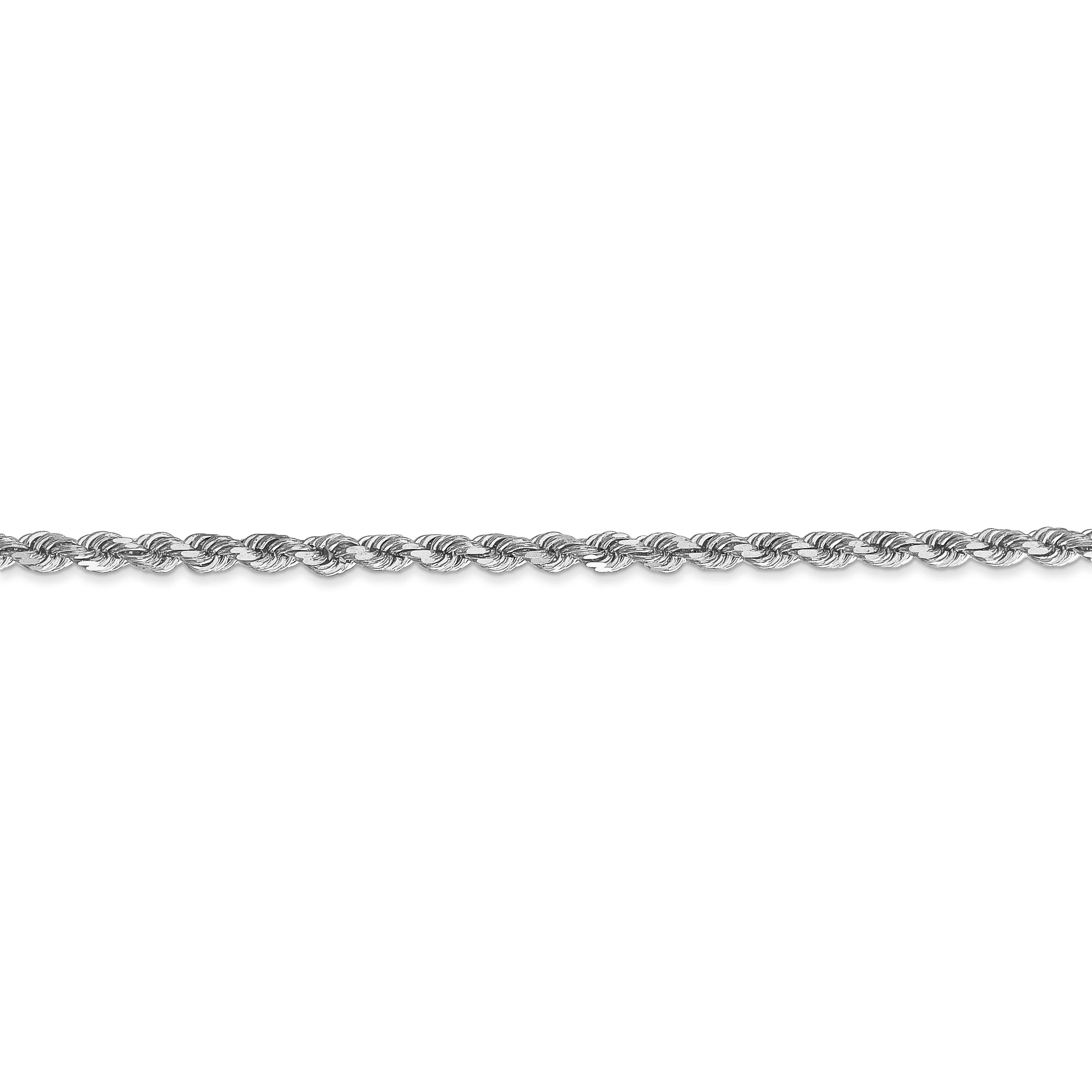 Cadena de Oro Blanco 10K – 2.75 mm, 24” Estilo Cuerda Corte Diamantado - Image 3