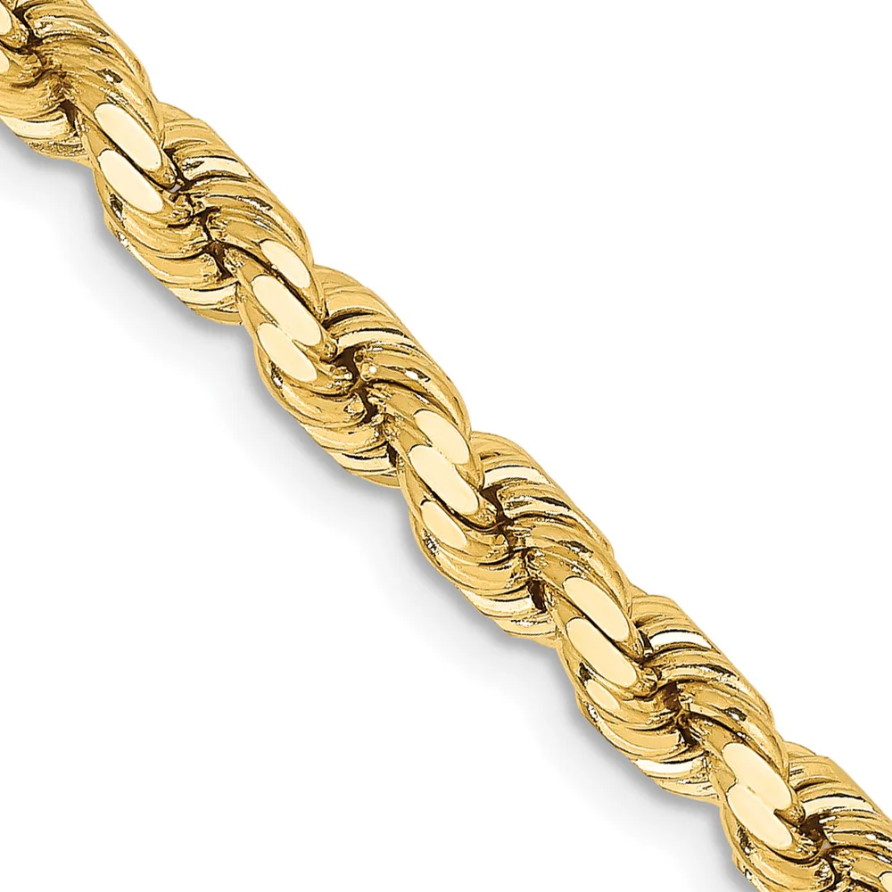Cadena de Oro Amarillo 14K – 22” (55.9 cm), 4.25 mm Estilo Cuerda con Corte Diamantado y Cierre de Langosta - Image 2