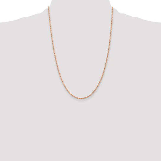 Cadena de Oro Rosa 14K – 24 pulgadas, 2 mm con Corte Diamantado Estilo Cuerda y Cierre de Langosta - Image 4