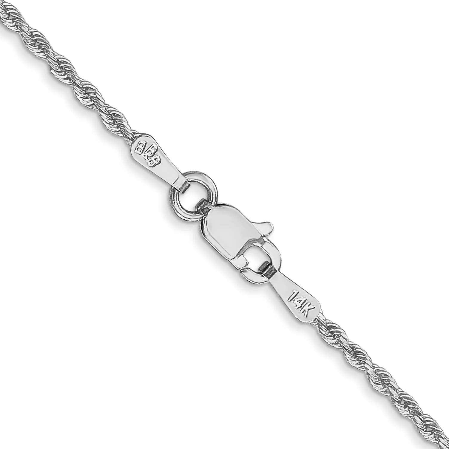Cadena de Oro Blanco 14K – 14 pulgadas, 1.5 mm, Cuerda con Corte Diamante y Cierre de Langosta - Image 4
