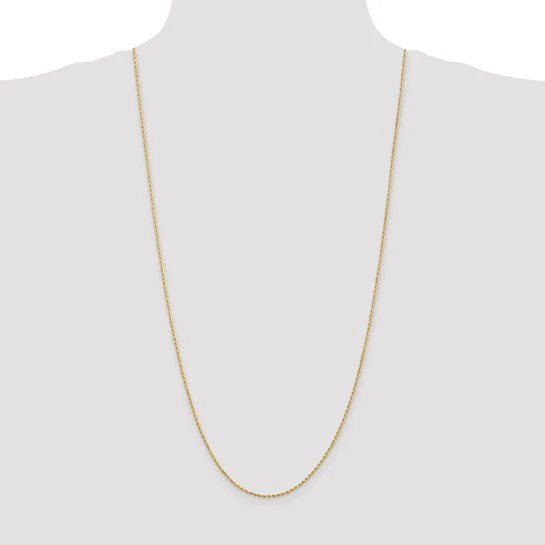 Cadena de Oro Amarillo 14K – 30 pulgadas, 1.5 mm, Cuerda Diamantada con Cierre de Langosta - Image 6