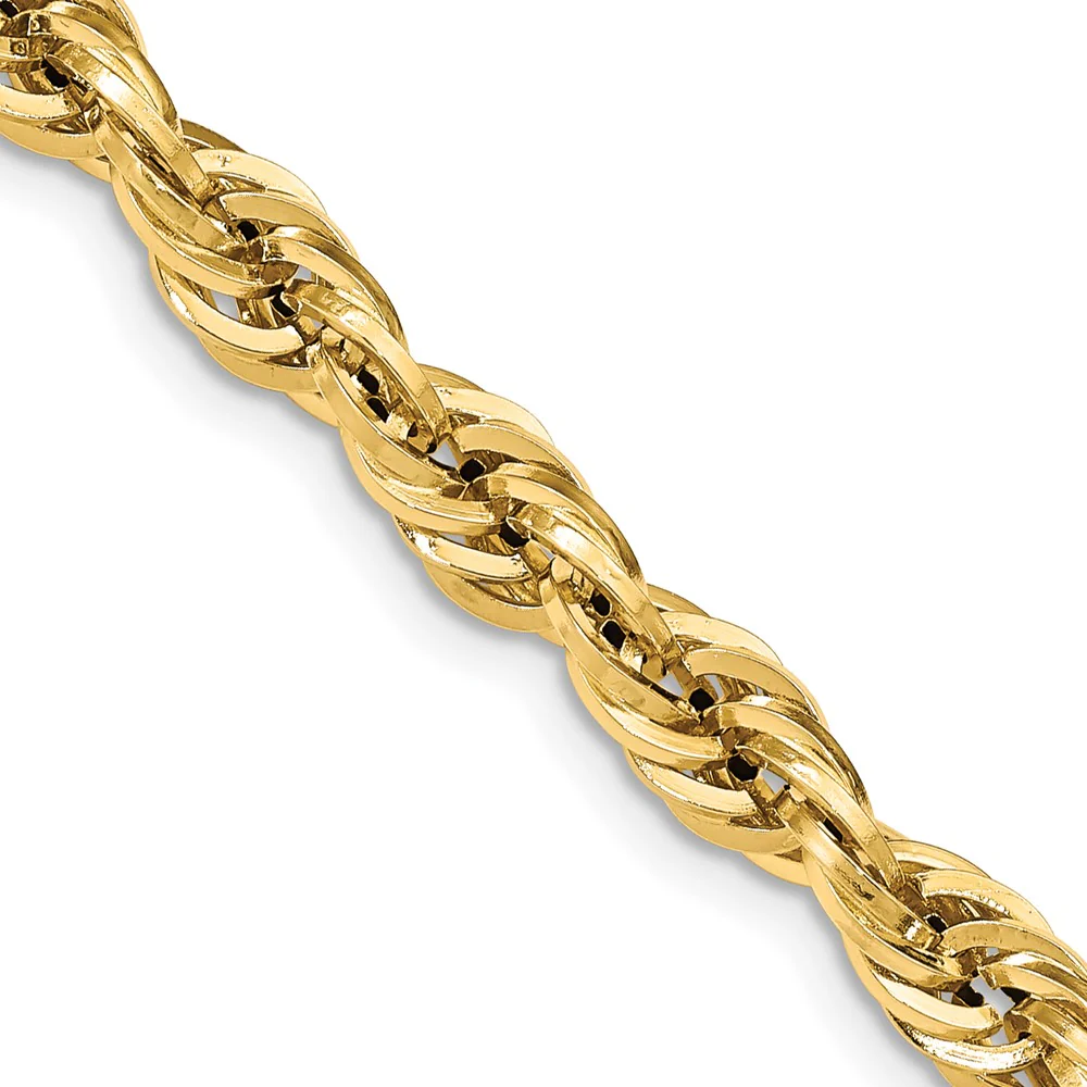 Cadena de Cuerda Semi-Sólida 14K Oro Amarillo 28 Pulgadas 7mm con Broche Langosta - Image 2