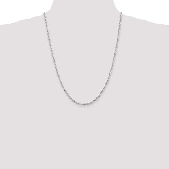 Cadena de Cuerda Cuádruple 10K Oro Blanco 3mm D/C – 24 Pulgadas - Image 5