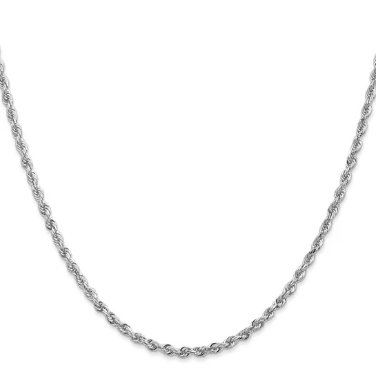 Cadena de Cuerda Cuádruple de Oro Blanco de 10K – 2.75 mm – 22 Pulgadas con Broche Langosta - Image 4