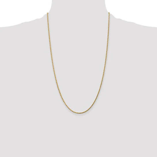 Cadena de Cuerda de Oro Amarillo de 14K – 26 Pulgadas y 1.75 mm con Corte Diamante - Image 6