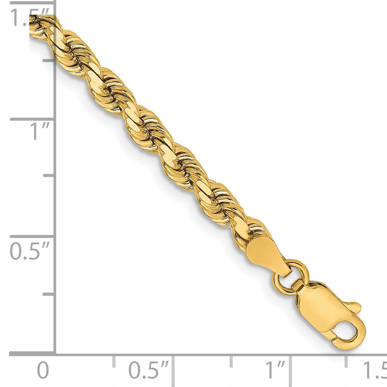 Cadena de Cuerda de Oro Amarillo de 14K – 7 Pulgadas y 3.75 mm con Corte Diamante - Image 4
