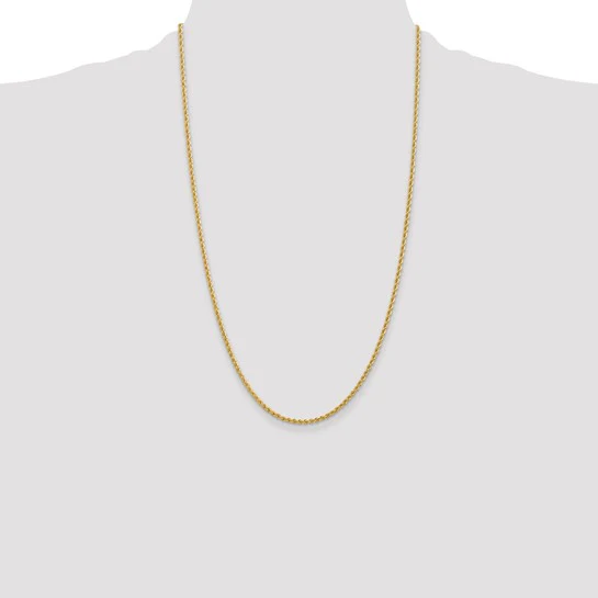 Cadena de Oro Amarillo 14K – 26 pulgadas, 2.25 mm, Tipo Cuerda Regular con Cierre Langosta - Image 5