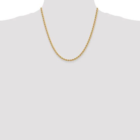 Cadena de Oro Amarillo 14K – Cuerda Regular de 3.65 mm con Cierre Langosta (20 pulgadas) - Image 5
