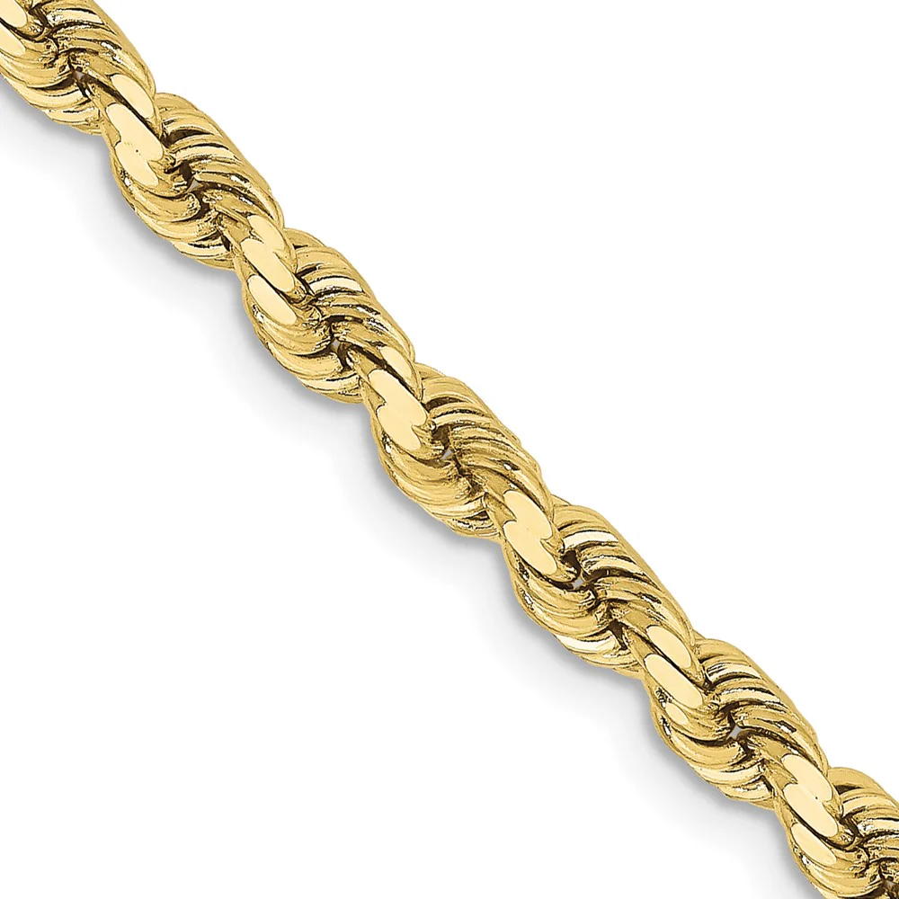 Cadena de Oro Amarillo 10K – Cuerda de 3.75 mm con Corte Diamante y Cierre Langosta (22 pulgadas) - Image 2