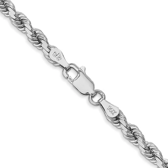 Cadena de Oro Blanco 10K – 4 mm Estilo Cuerda con Corte Diamante y Cierre Langosta (22 pulgadas) - Image 4