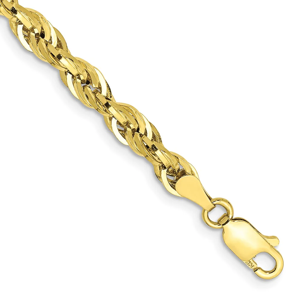 Pulsera de Oro Amarillo 10K – 7 pulgadas, 4.25 mm, Cuerda Semi-Sólida con Cierre Langosta - Image 2