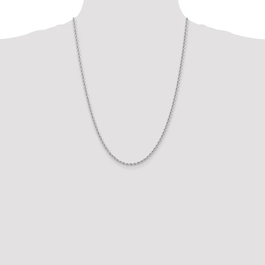 Cadena de Cuerda Regular de 14K Oro Blanco, 24 Pulgadas, 2.75 mm con Broche Tipo Langosta - Image 4