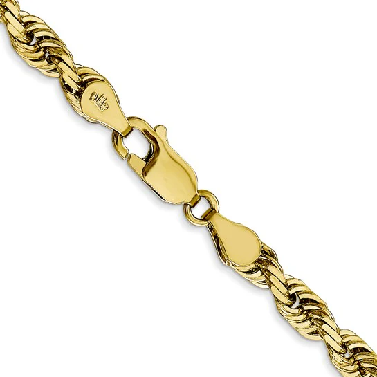 Cadena de Cuerda Cuádruple de Oro Amarillo de 10K, 24 pulgadas, 4.5 mm con Broche de Langosta - Image 4