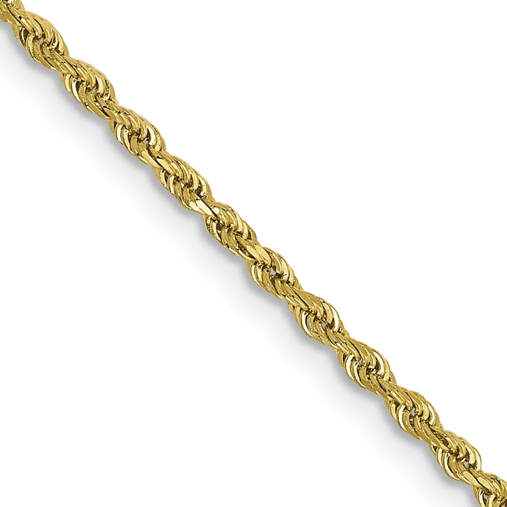 Cadena de Cuerda de Oro Amarillo de 10K de 1.5 mm con Corte de Diamante y Cierre de Langosta - Image 2