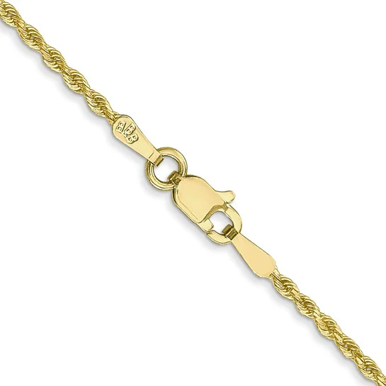 Cadena de Cuerda de Oro Amarillo de 10K de 1.5 mm con Corte de Diamante y Cierre de Langosta - Image 4