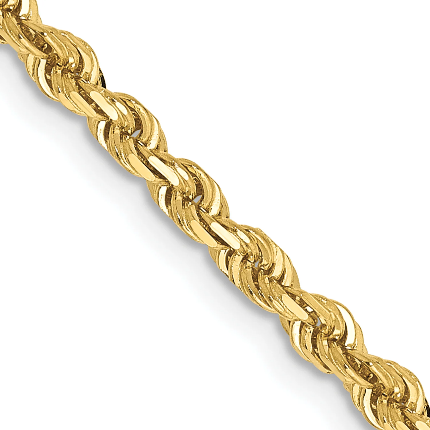 Cadena de Oro Amarillo 10K de 18 Pulgadas y 3 mm (Estilo Cuerda, Diseño de Cuádruple, Corte Diamante) - Image 2