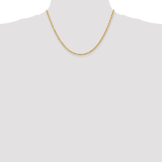 Cadena de Oro Amarillo 10K de 18 Pulgadas y 3 mm (Estilo Cuerda, Diseño de Cuádruple, Corte Diamante) - Image 5