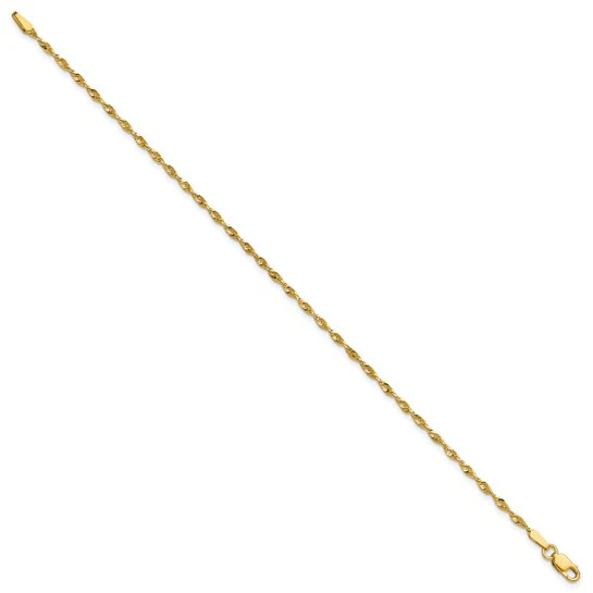 Cadena Extra Ligera de Oro Amarillo 10K 1.8mm (Cuerda, Corte Diamante, Cierre de Langosta) - Image 4