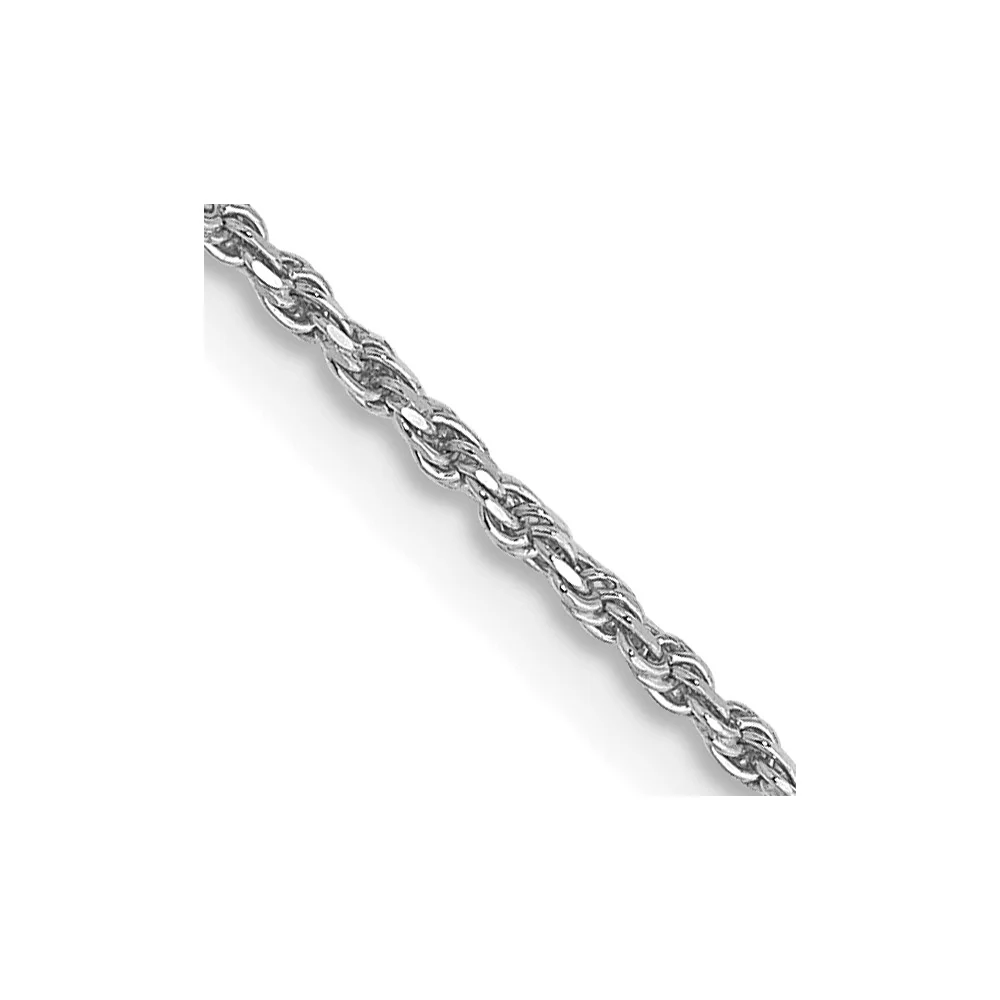 Cadena de Cuerda 10K Oro Blanco 1.15mm Cortada a Diamante Hecha a Máquina - Image 2