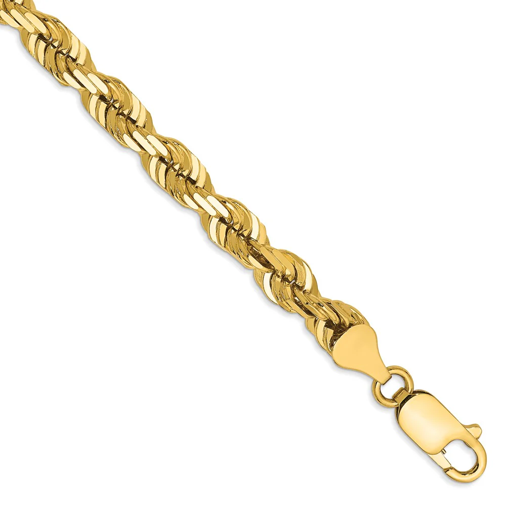 Cadena Rope de 14K de 8 pulgadas, 5.5 mm con Corte Diamante y Cierre de Langosta (Fancy) - Image 2